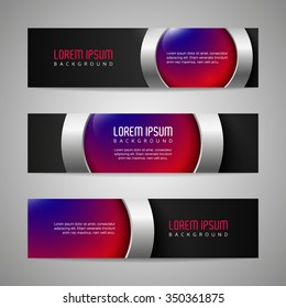 Vector banners with round metallic and glossy buttons