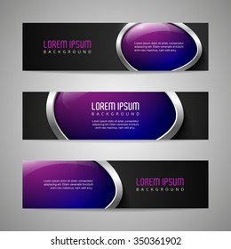 Vector banners with round metallic and glossy buttons