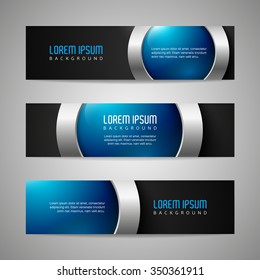 Vector banners with round metallic and glossy buttons