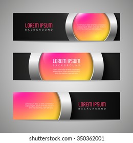 Vector banners with round metallic and glossy buttons