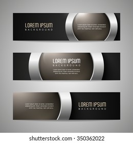 Vector banners with round metallic and glossy buttons