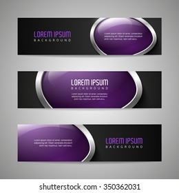 Vector banners with round metallic and glossy buttons