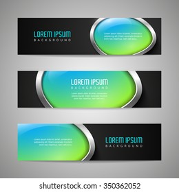 Vector banners with round metallic and glossy buttons