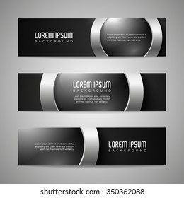 Vector banners with round metallic and glossy buttons