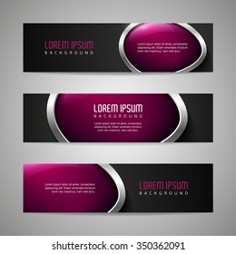 Vector banners with round metallic and glossy buttons