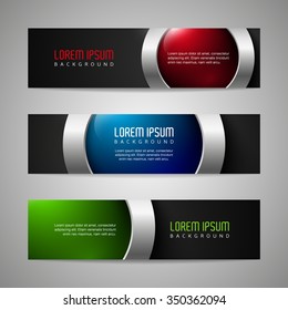 Vector banners with round metallic and glossy buttons
