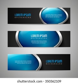 Vector banners with round metallic and glossy buttons