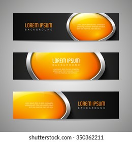Vector banners with round metallic and glossy buttons