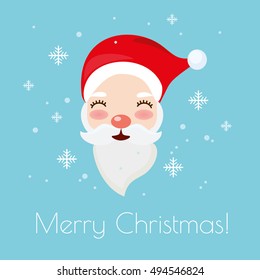 Vector banners with Santa Claus in the snow flakes, Merry Christmas and Happy New Year. winter card.flat design