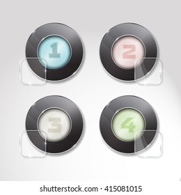 Vector banners set. 4 pastel colors. glass elements with round corners