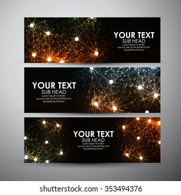 Vector banners set with Abstract colorful hi-tech background.
