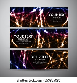 Vector banners set with Abstract colorful shining pattern background.