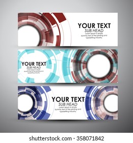 Vector banners set with Abstract colorful Modern technology circles background.