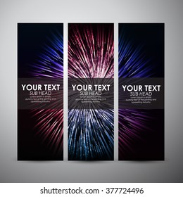 Vector banners set with Abstract colorful shining pattern background.