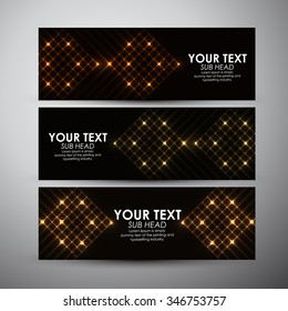 Vector banners set with Abstract gold square shining background