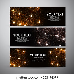 Vector banners set with Abstract gold hi-tech background.