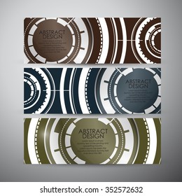 Vector banners set with Abstract Modern technology circles background.
