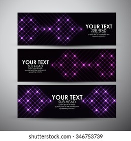 Vector banners set with Abstract purple square shining background