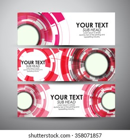 Vector banners set with Abstract red Modern technology circles background.