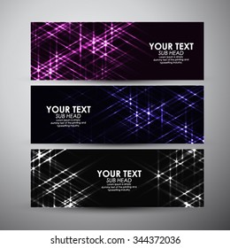 Vector banners set with abstract shining background. 