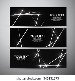 Vector banners set with abstract shining background. 