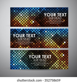 Vector banners set with Abstract squares pattern.