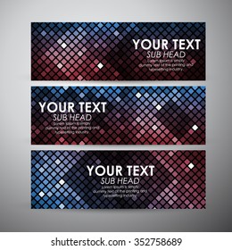 Vector banners set with Abstract squares pattern.