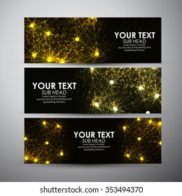 Vector banners set with Abstract yellow hi-tech background.