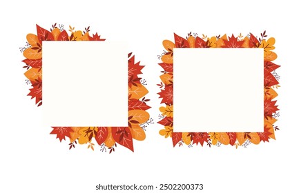 Vector banners set with autumn leaves. Design element for flyer, invitation, sesonal sale, wedding, festival.