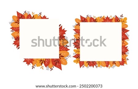 Vector banners set with autumn leaves. Design element for flyer, invitation, sesonal sale, wedding, festival.