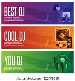 vector banners set of dj and music theme