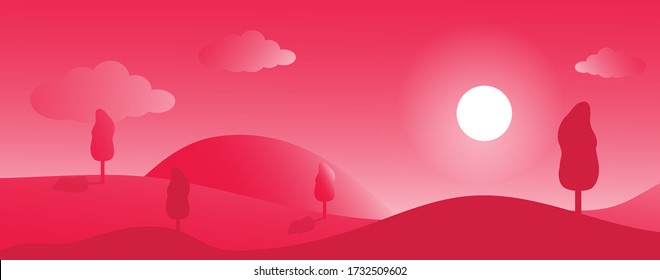 Vector banners set with landscape illustration - flat design, Vector banners set with landscape illustration - flat design, the mountains