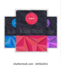 Vector banners set. Modern spiral banner. Crumple color paper
