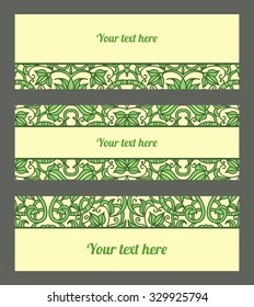 Vector banners set with orient ornamental pattern. Ethnic header design