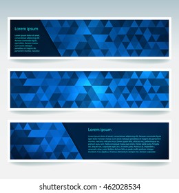 Vektorbanner mit polygonalen abstrakten Dreiecken. Abstrakte polygonale Low-Poly-Banner. 