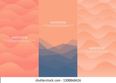 Vector banners set with polygonal landscape