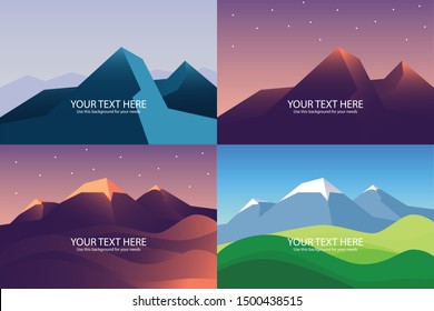 Vector banners set with polygonal landscape. Background illustration - Векторная графика