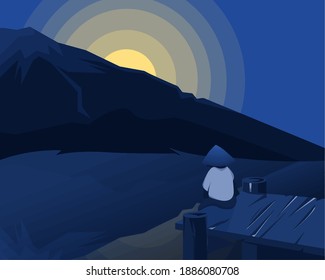 Vector banners set with polygonal landscape illustration - flat design