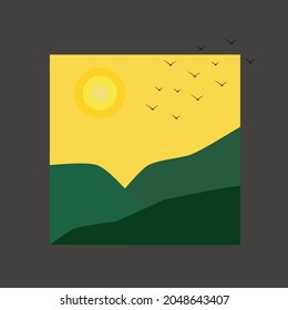 Vector banners set with polygonal landscape illustration - flat design