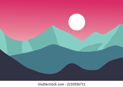 Banderas vectoriales ajustadas con ilustración de paisaje poligonal - diseño plano