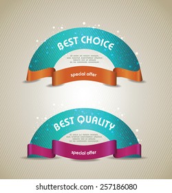 vector banners set Quality  Ribbons, Labels, Tags. Retro vintage style