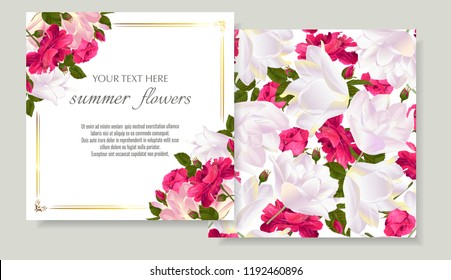 Vector banners set with roses and tulips flowers.Template for greeting cards, wedding decorations, invitation ,sales. Spring or summer design. Place for text.