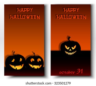 Vector Banners set with Spooky Halloween Pumpkins.