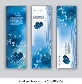 Vector Banners. Set of Three. Abstract Background With Hearts.