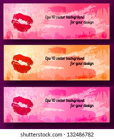 Vector banners set. Three colorful grunge designs.