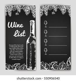 Vector banners set of wine company. Restaurant theme. Template for wine menu. Hand drawn design for poster or card