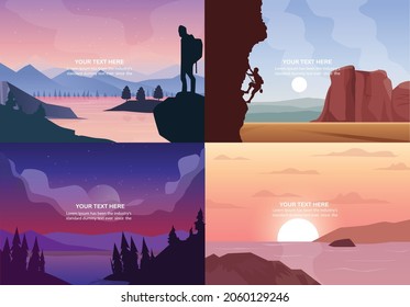 Vector banners set.beautiful landscape illustrations.Use as background or wallpaper.Flat design.