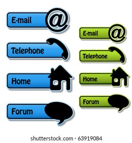 Vector banners - telephone, email, home, forum