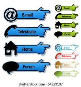 Vector banners - telephone, email, home, forum