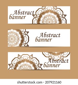 Vector banners. Vector template with mandala ornament.